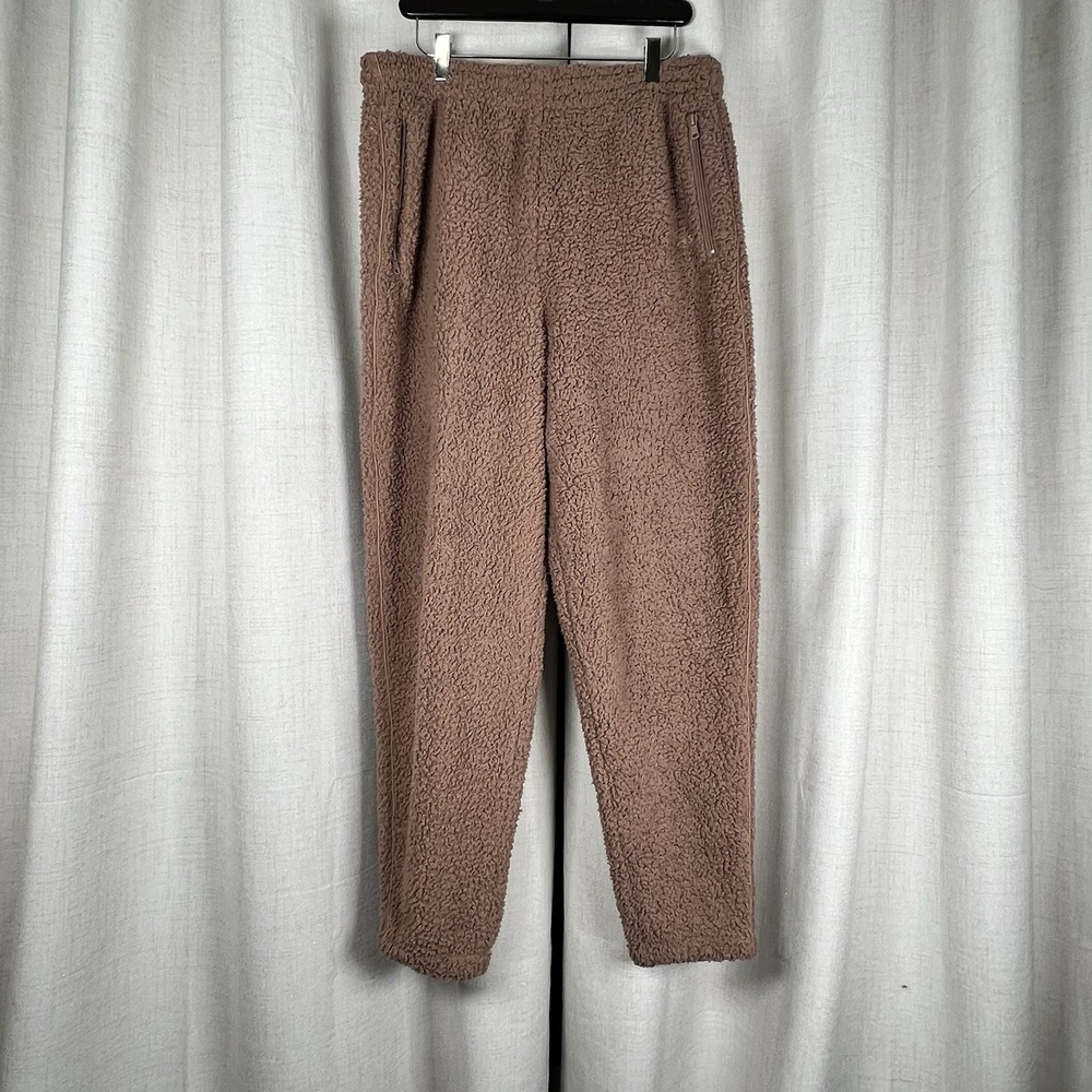 NEW! SKIMS Teddy Fuzzy Pants Joggers Pants Brown Women's Large Cozy Loungewear